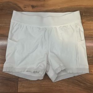 Women's spandex shorts with pockets, white, worn once
